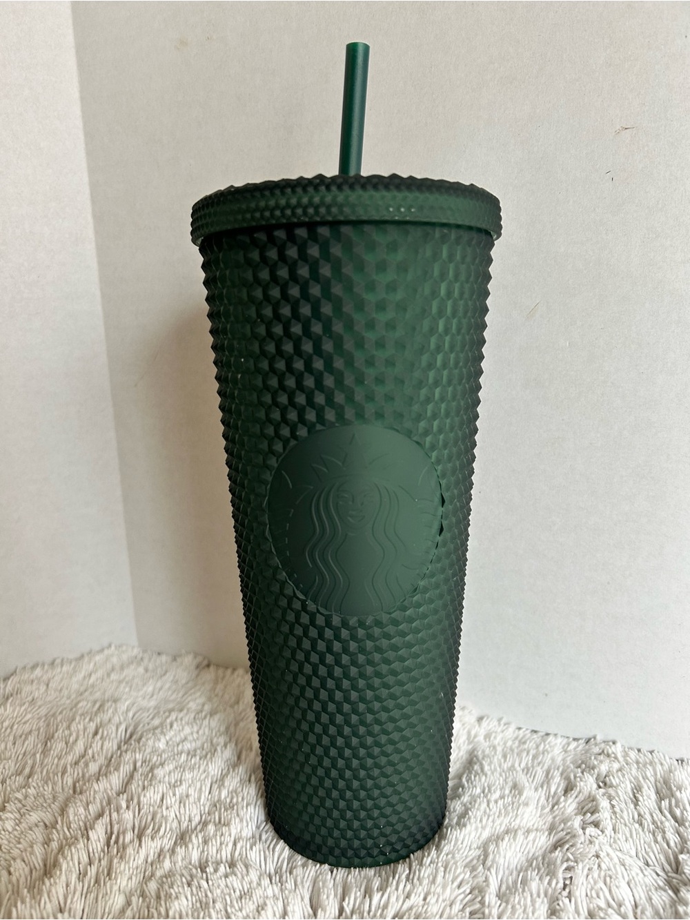 Starbucks Dark Green Textured Studded Tumbler with Straw